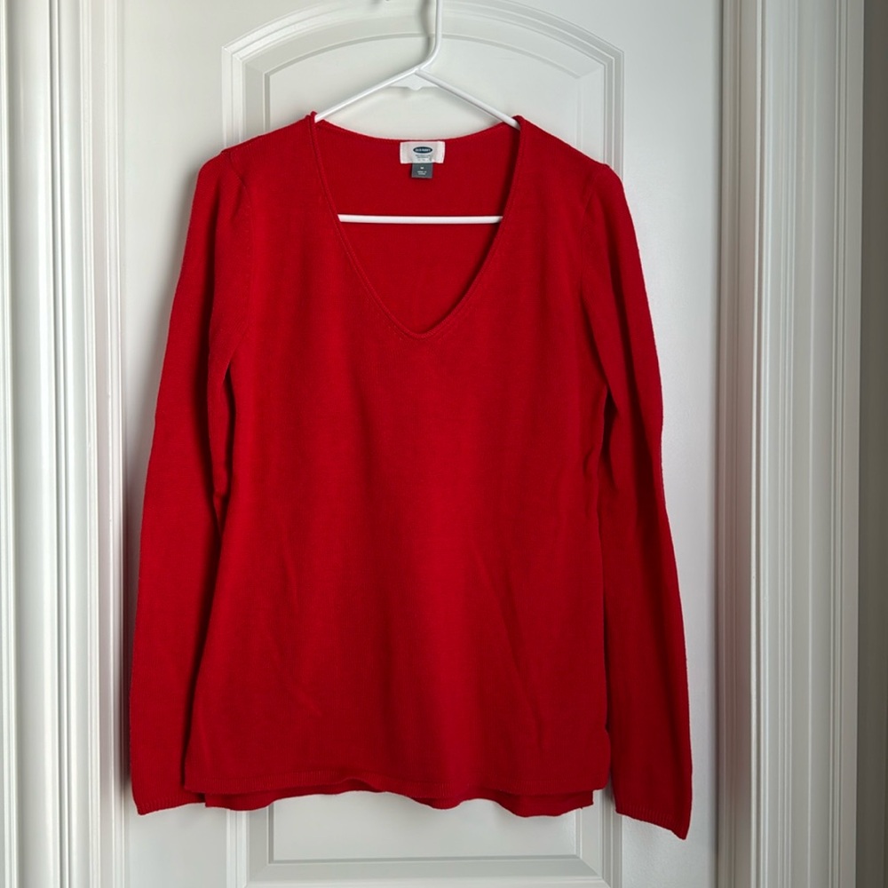 Old Navy red v neck sweater, size medium